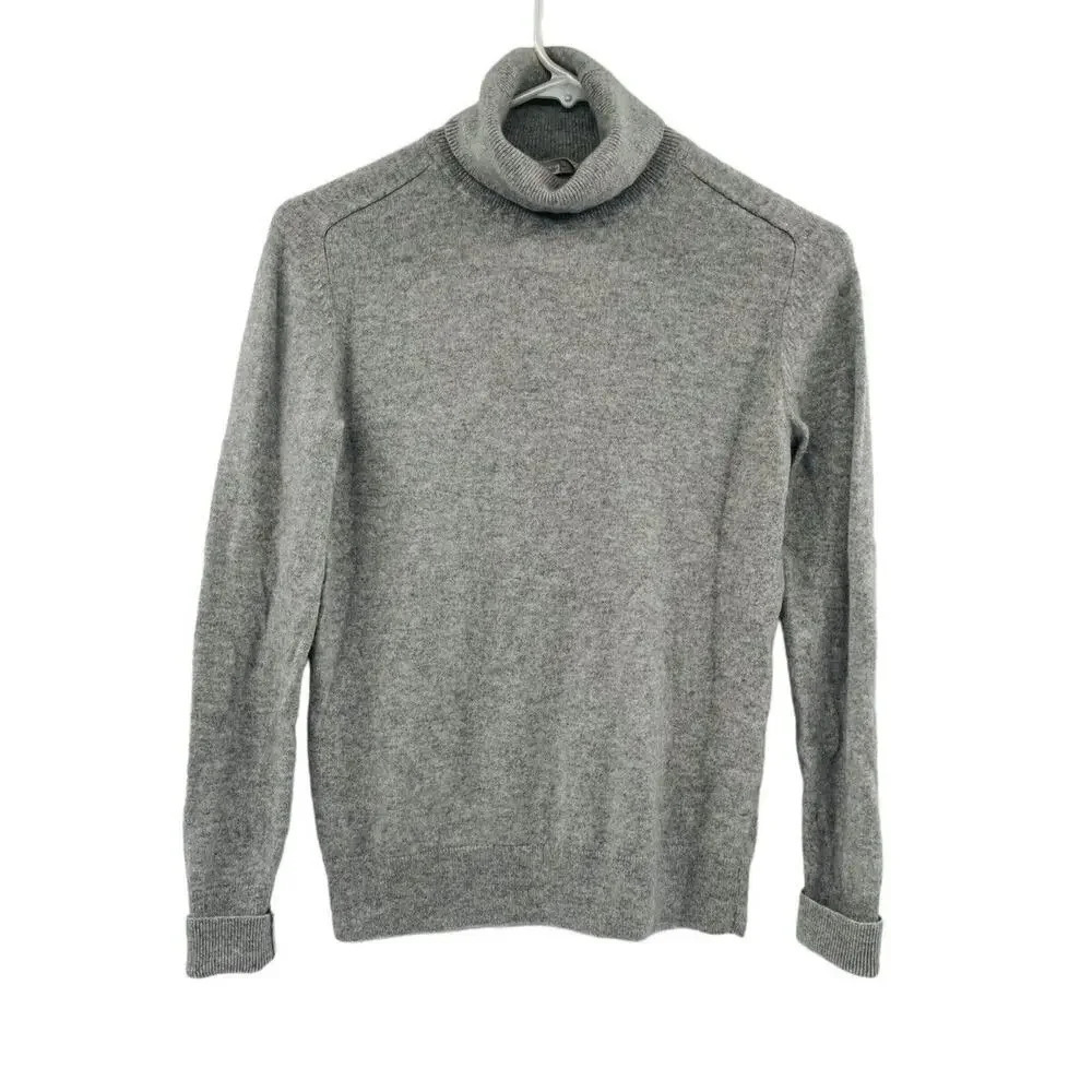 EVERLANE Cashmere Turtleneck Sweater Heather Gray Long Sleeve Pullover Size S - Picture 1 of 11